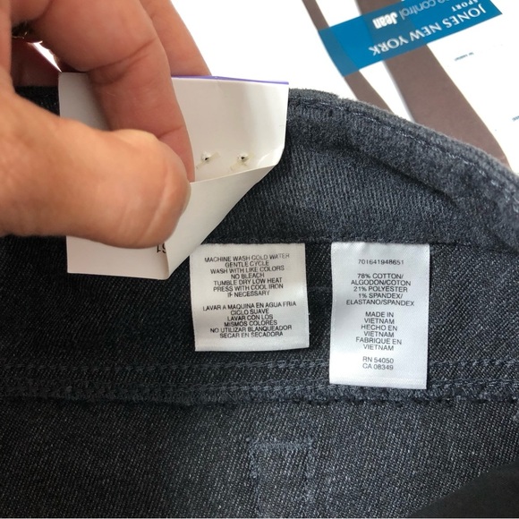 Jones New York Sport Cotton Blend Shape Control Slimming Panel Charcoal Jeans 18 - Picture 13 of 16